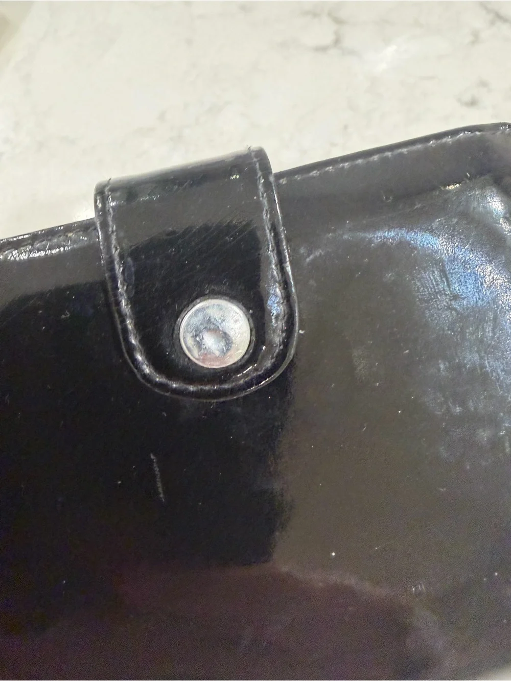 CHANEL Black Patent Leather CC Logo Wallet